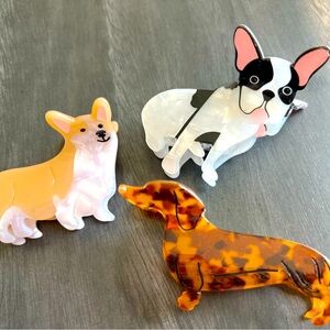 NWOT Set of 3 Doggie Hair Clips! Corgi, Dachshund & French! Never used!!